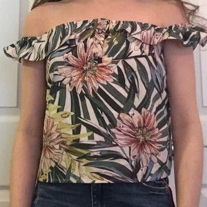 Floral-patterned off-the-shoulder top